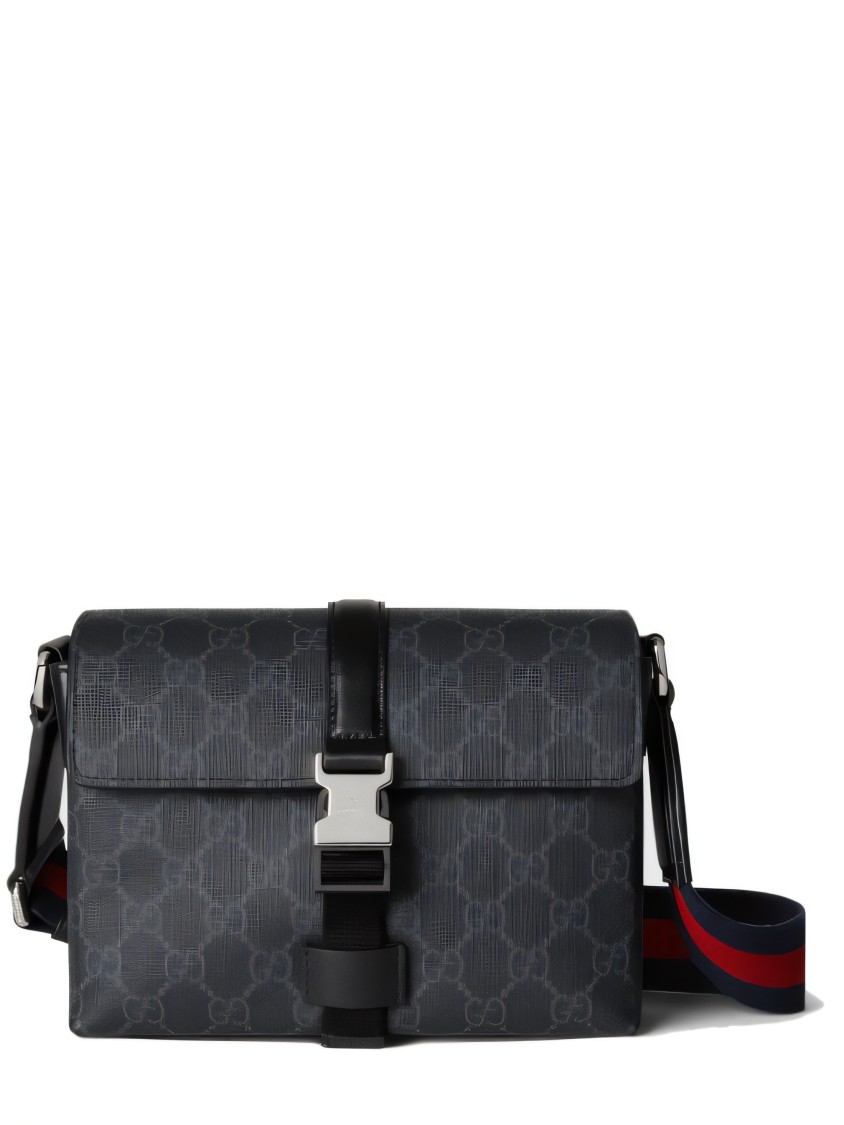 Gucci Black Crossbody Bag With Metallic Buckle In Black