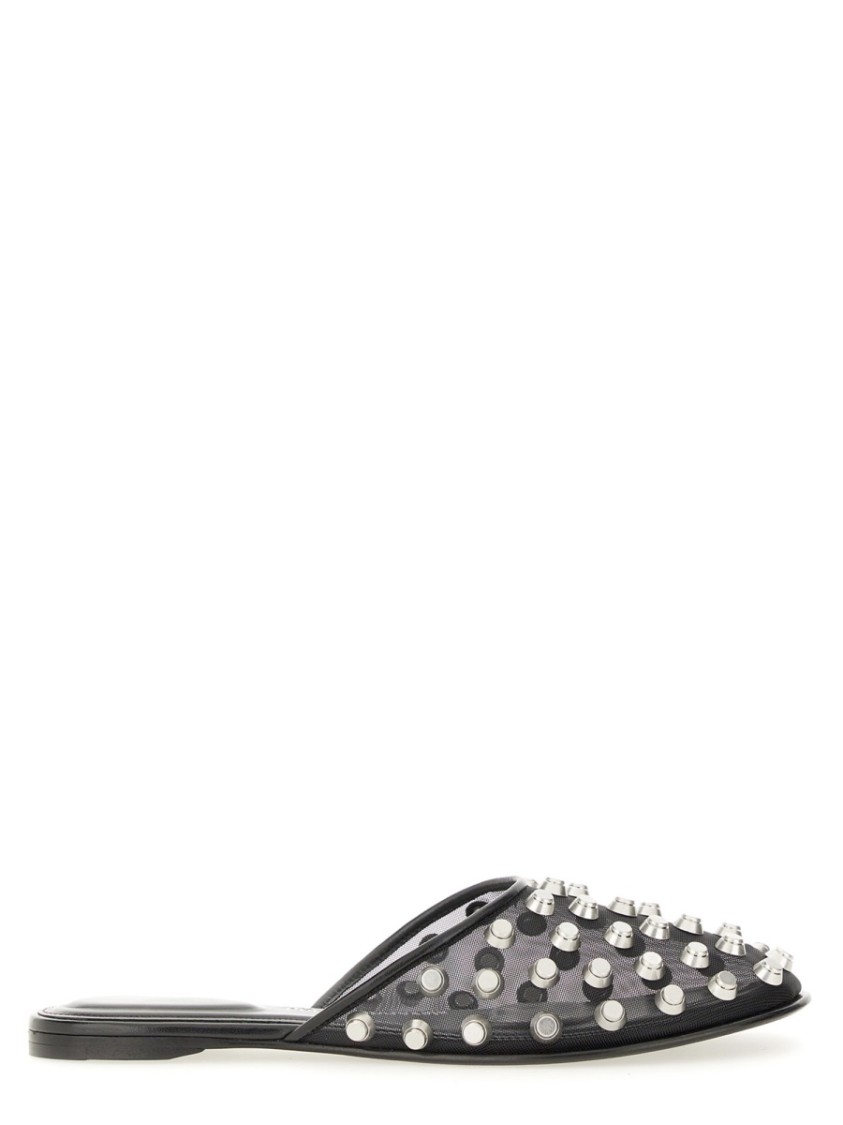 Alexander Wang Rhodes Stud-embellished Mesh Ballet Flats In Black