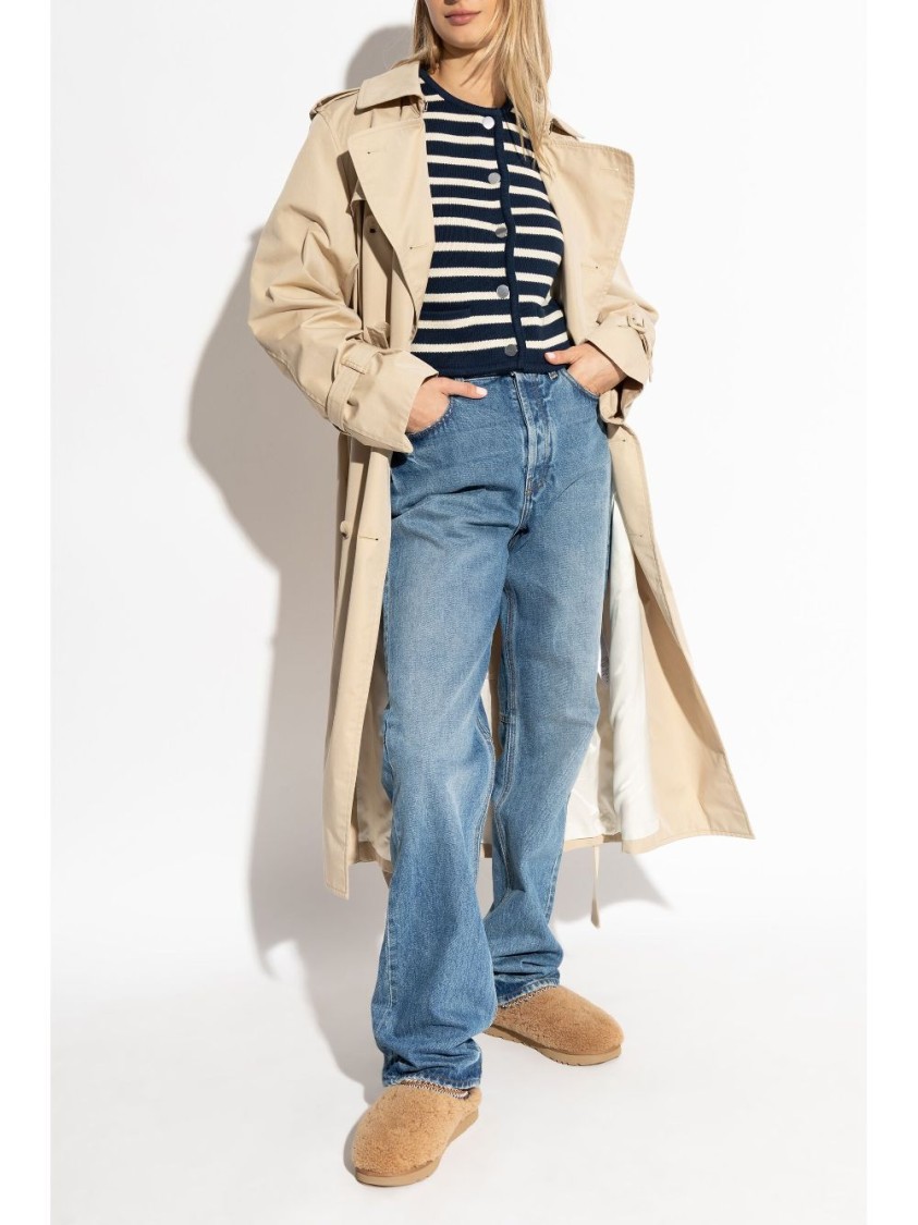 Theory Striped Cropped Jacket In Cotton Bouclé In Black