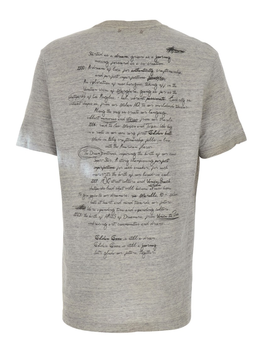 Shop Golden Goose Grey Cotton T-shirt With Front And Back Prints