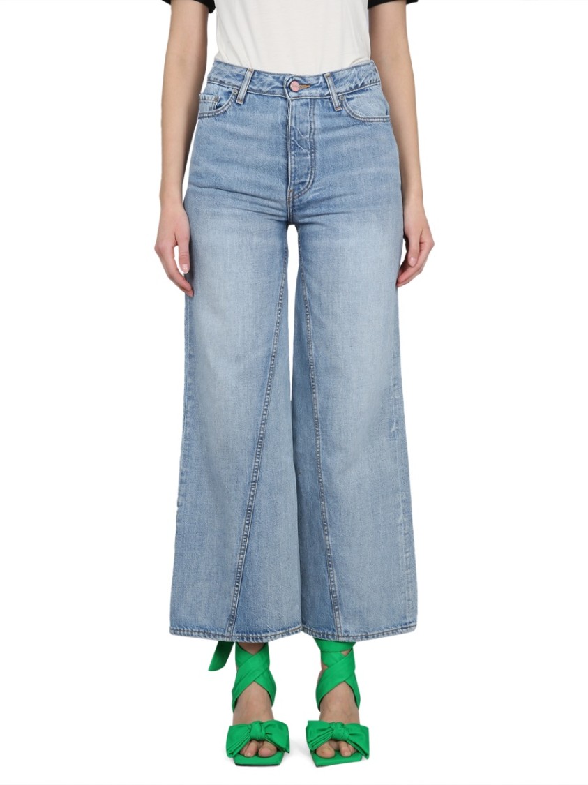 Ganni Wide-leg High-waist Jeans In Classic Light Blue Denim