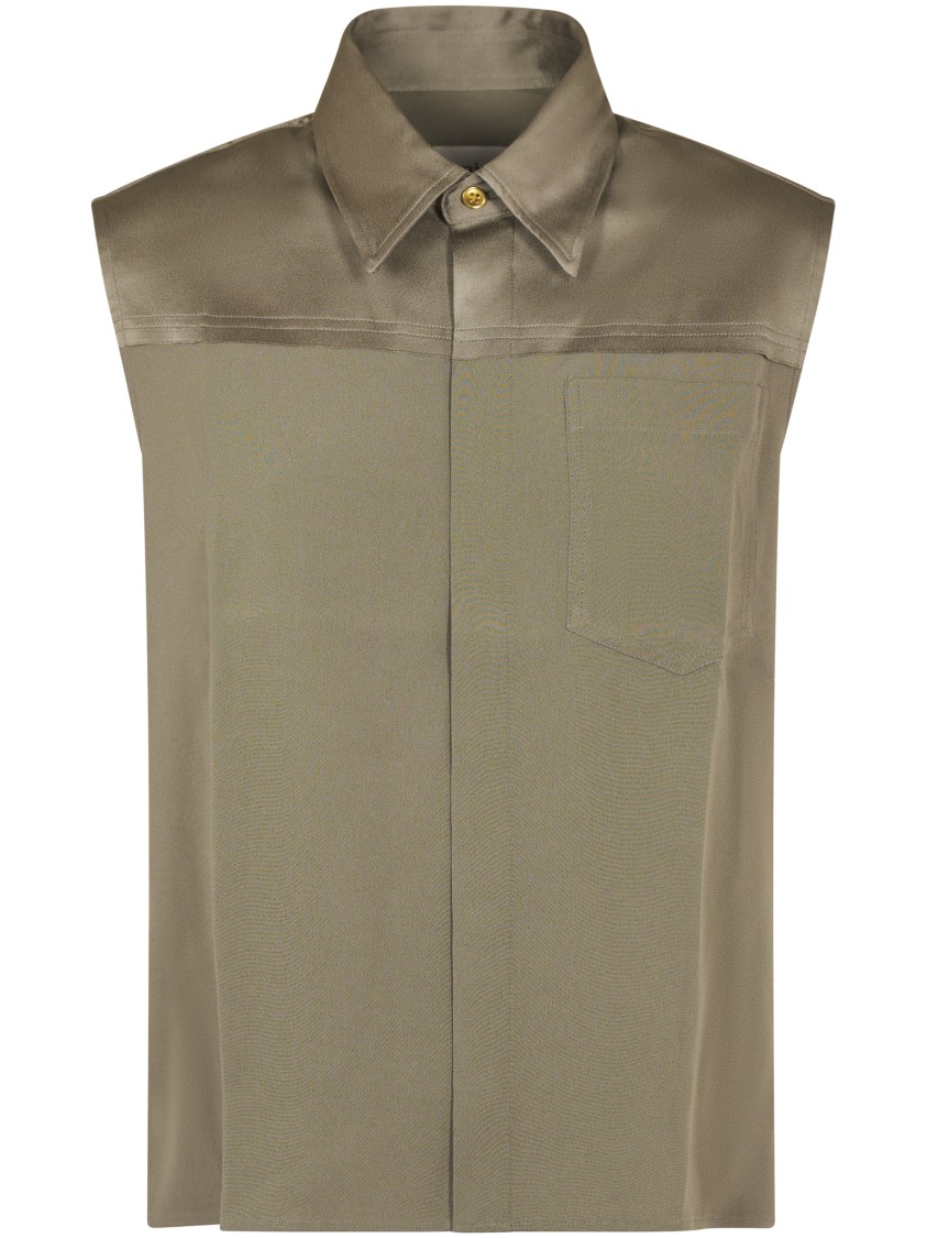 Ami Alexandre Mattiussi Ami Structured Sleeveless Shirt With Classic Collar In Green