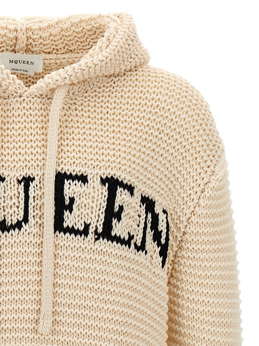 Alexander Mcqueen Mcqueen Inlaid Logo Hoodie In Neutral