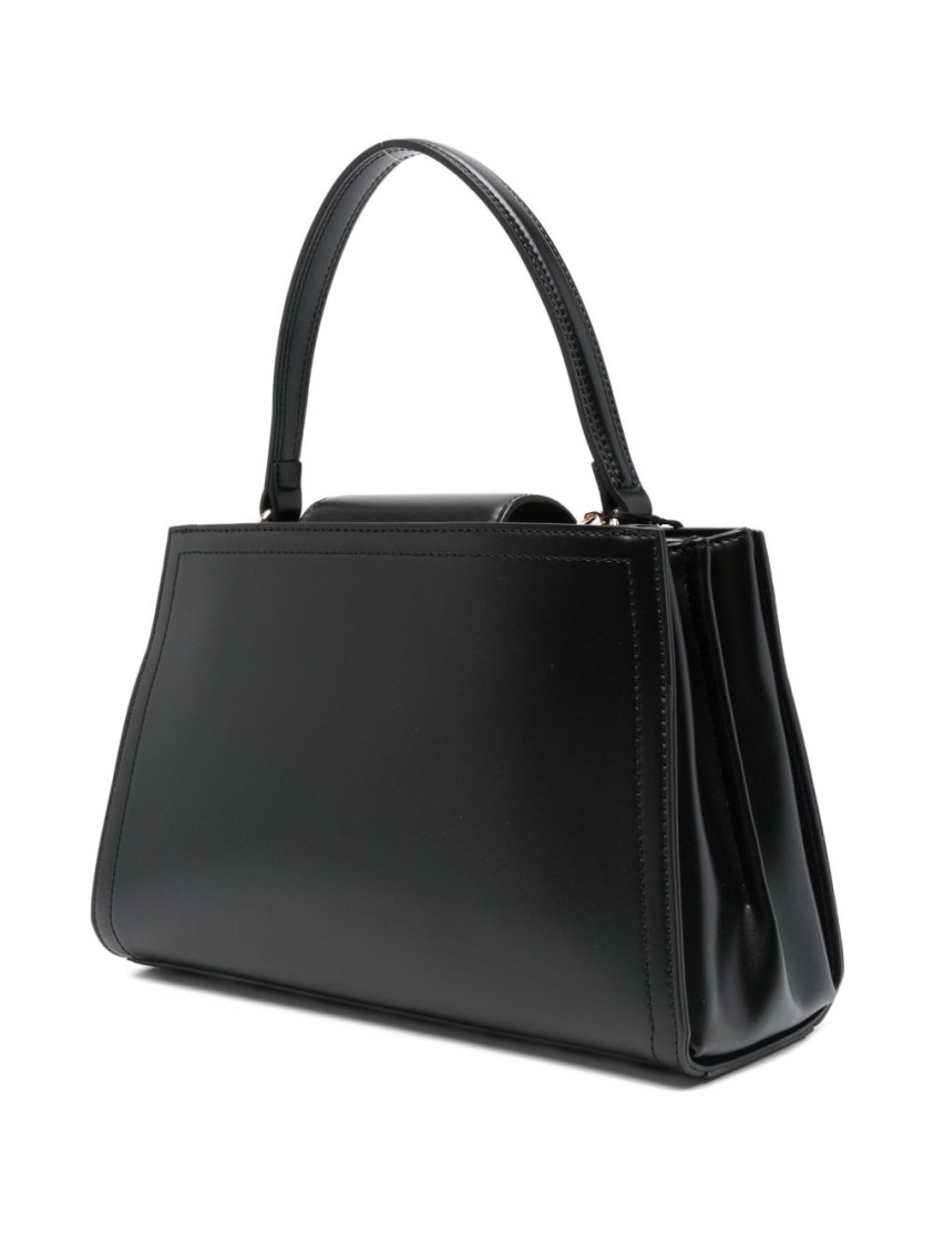 Twinset Twin-set Structured Black Handbag With Gold-tone Clasp In Black