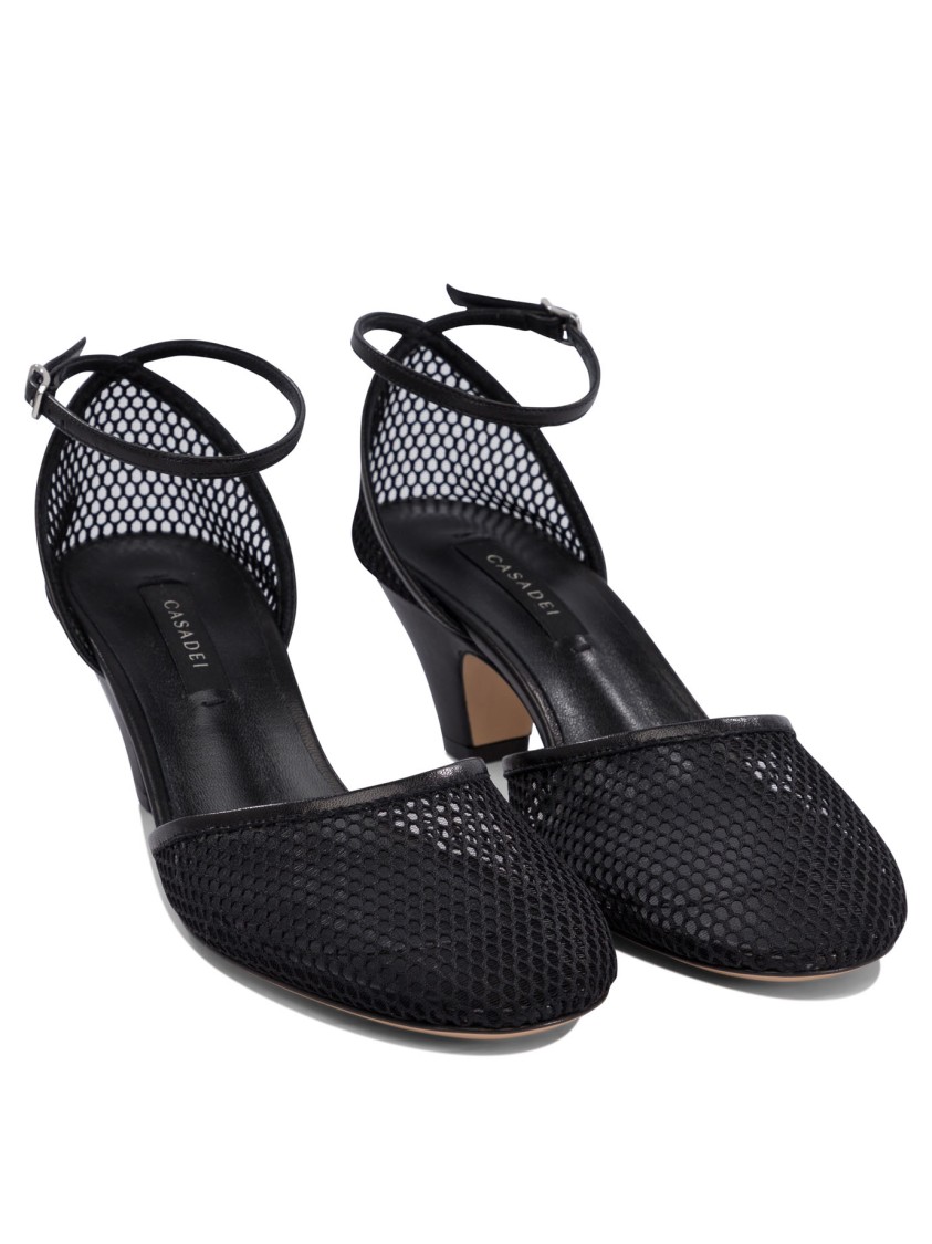 Casadei Mesh Design Sandals With Pointed Toe In Black