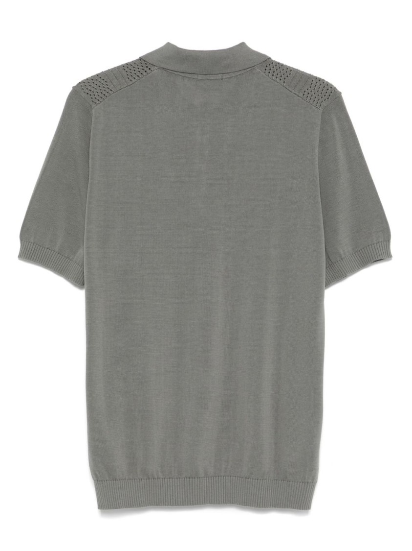 Drumohr Textured Knit Polo With Vertical Stripes And Classic Collar In Gray