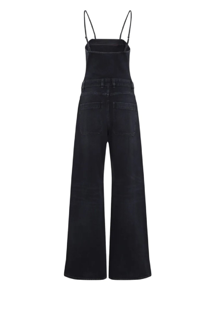 Diesel Fitted Bodice Jumpsuit With Wide-leg Pants In Black