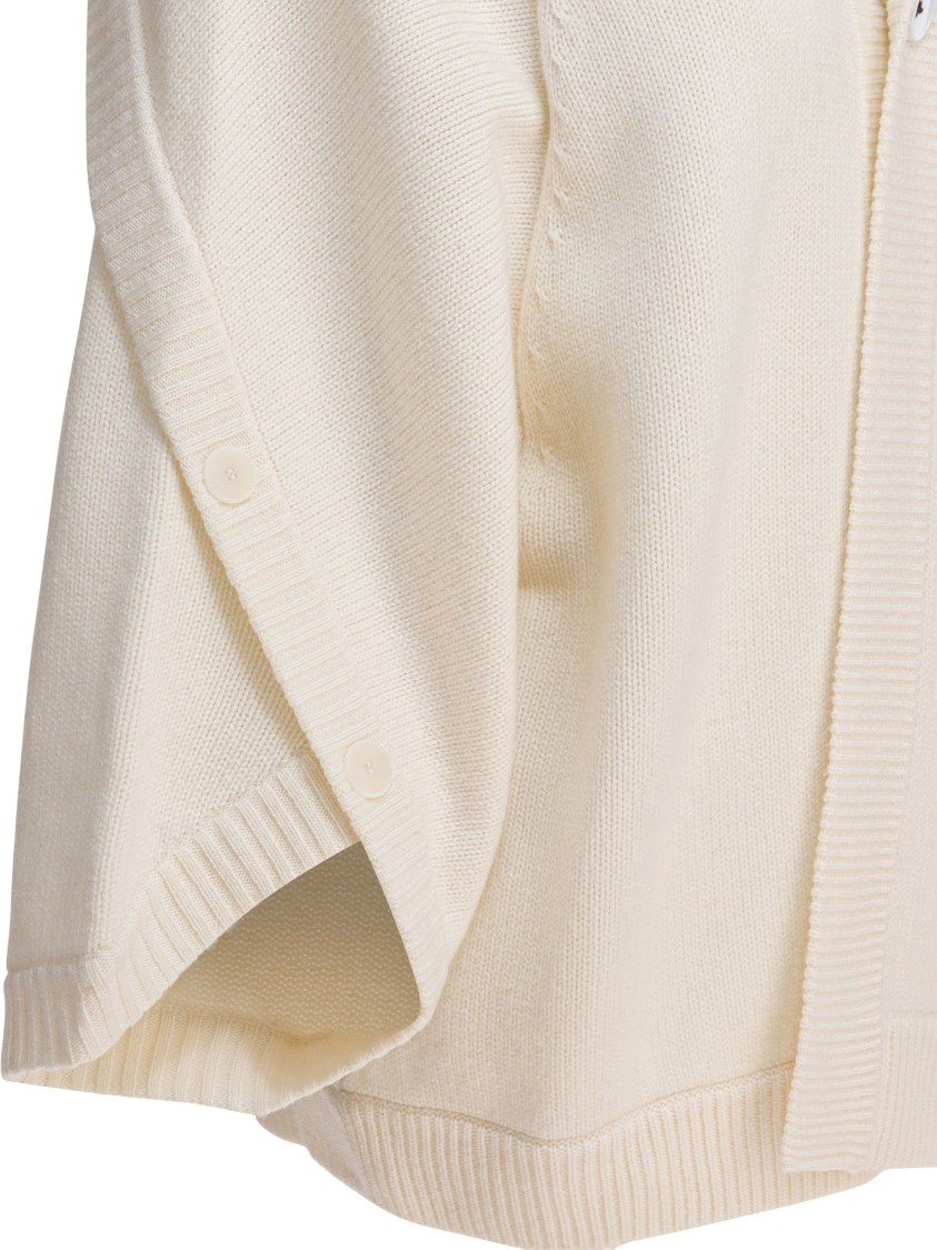 Max Mara Knitwear With Buttoned Hood And Relaxed Fit In White