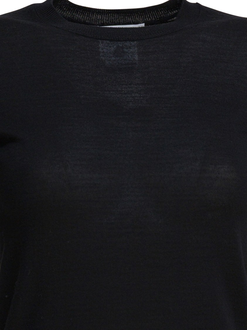 Max Mara Short Sleeve Crew Neck Plain T-shirt In Black