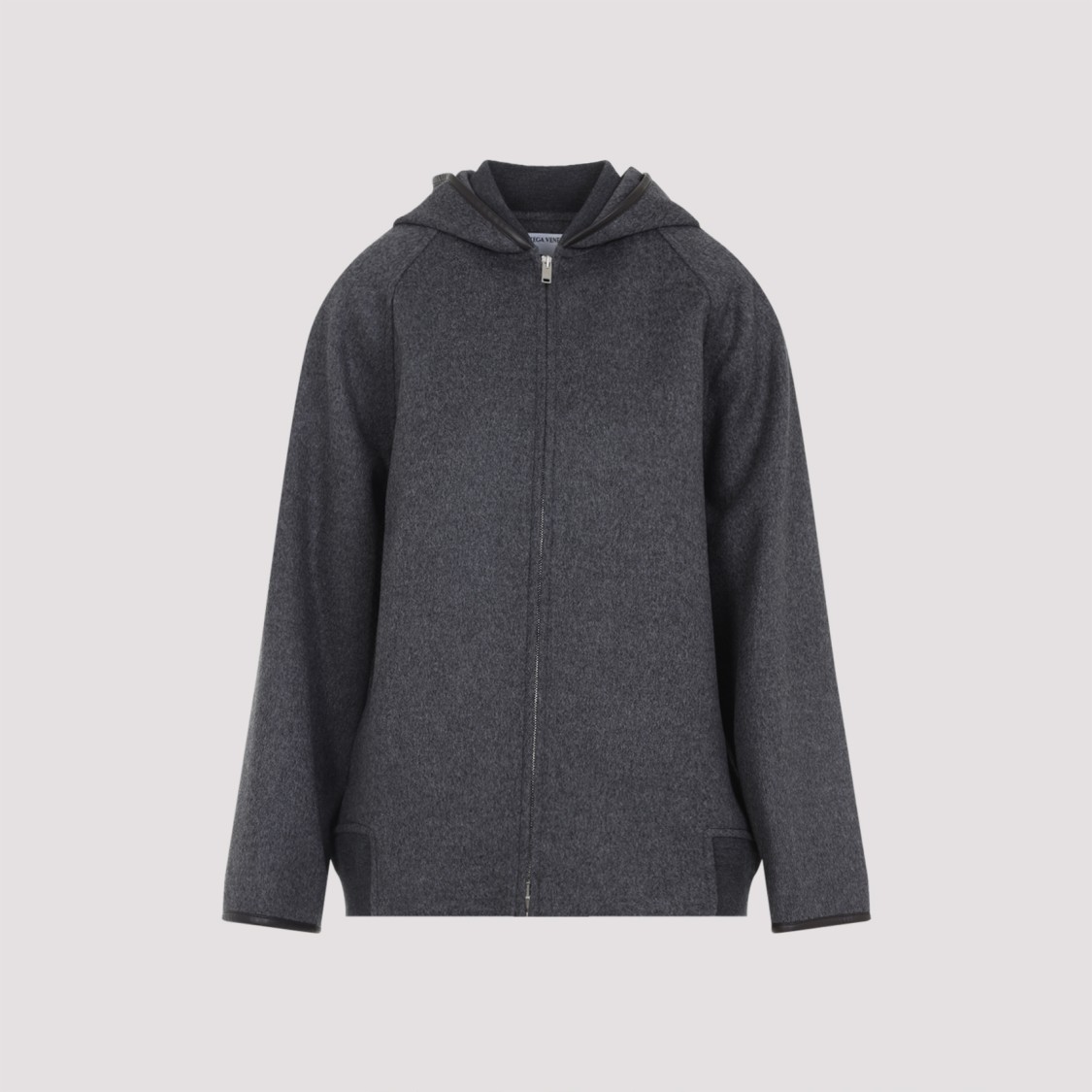 Bottega Veneta Relaxed Fit Grey Wool Jacket In Black