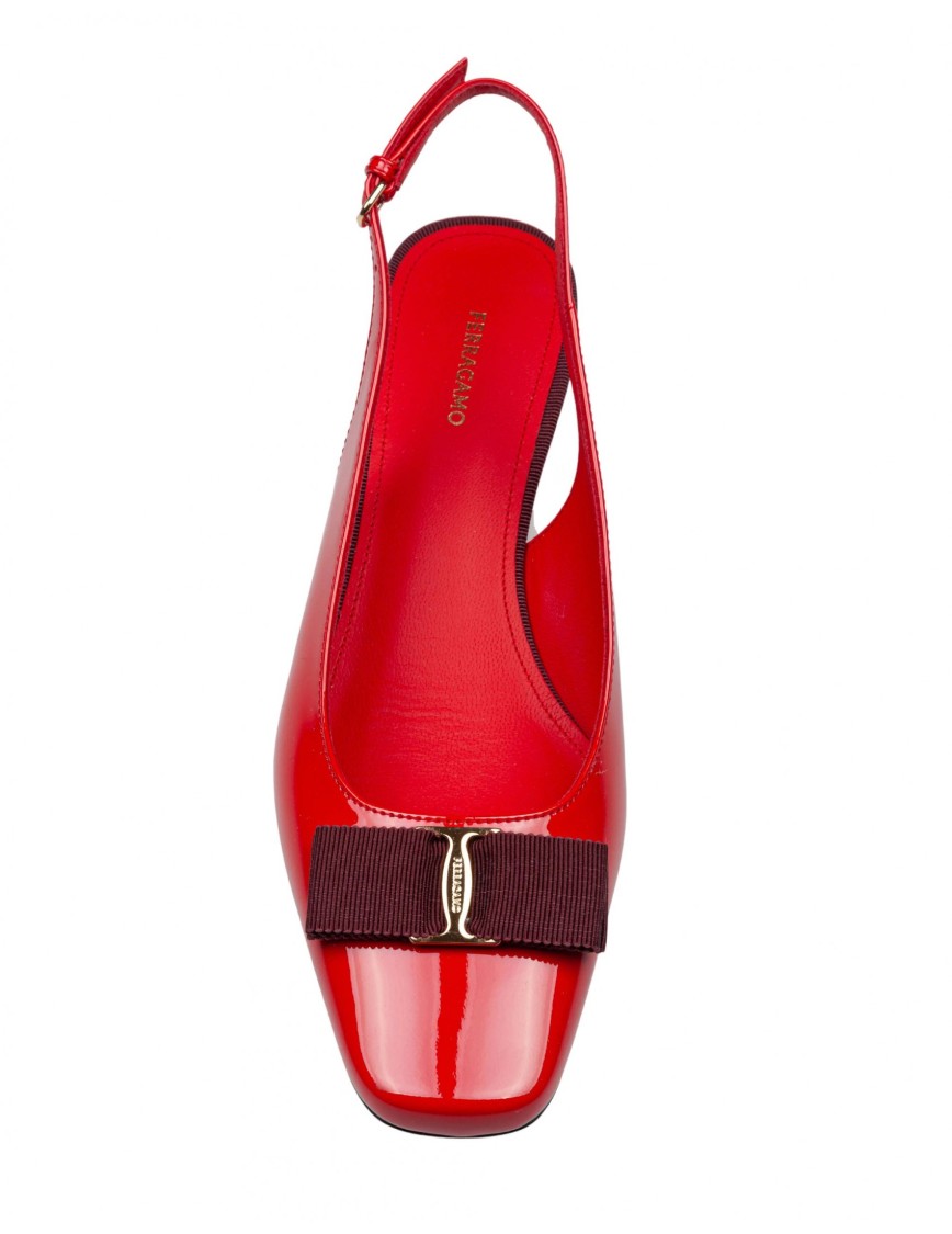 Ferragamo Rivada 30 Patent Leather Slingback Pumps In Red