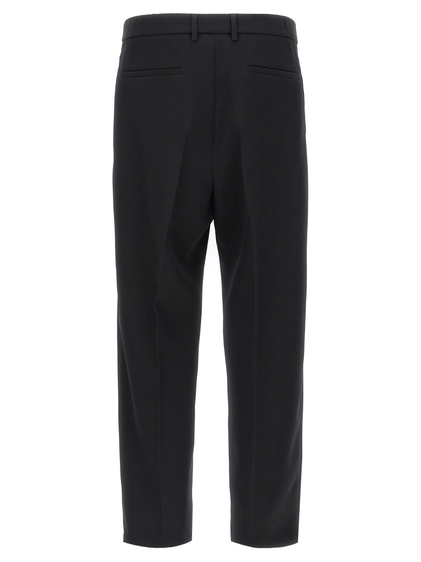 Jil Sander Cropped Wool Gabardine Trousers With Elastic Waistband In Black