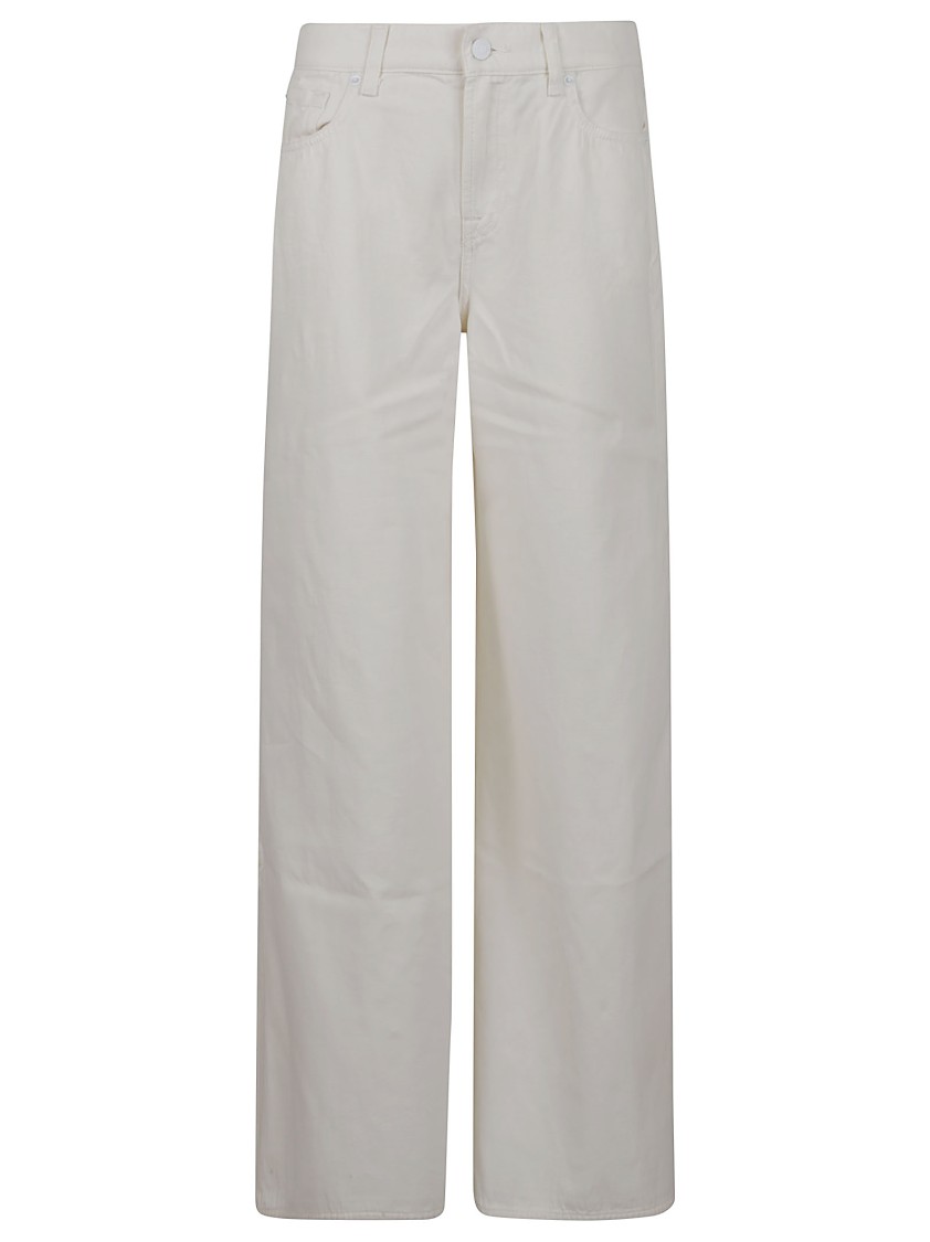 7 For All Mankind Ventilated Linen Wide-leg Jeans With Five Pockets In Neutrals