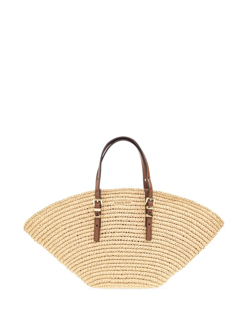 Shop Michael Kors Fan-shaped Handbag With Woven Texture