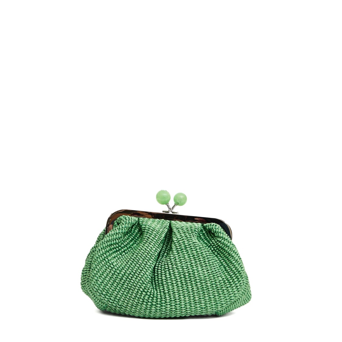 Max Mara X Weekend Charming Gathered Raffia Clutch With Structured Frame
