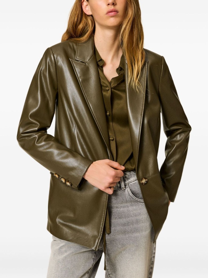 Twinset U&b Tailored Green Jacket With Structured Silhouette In Green
