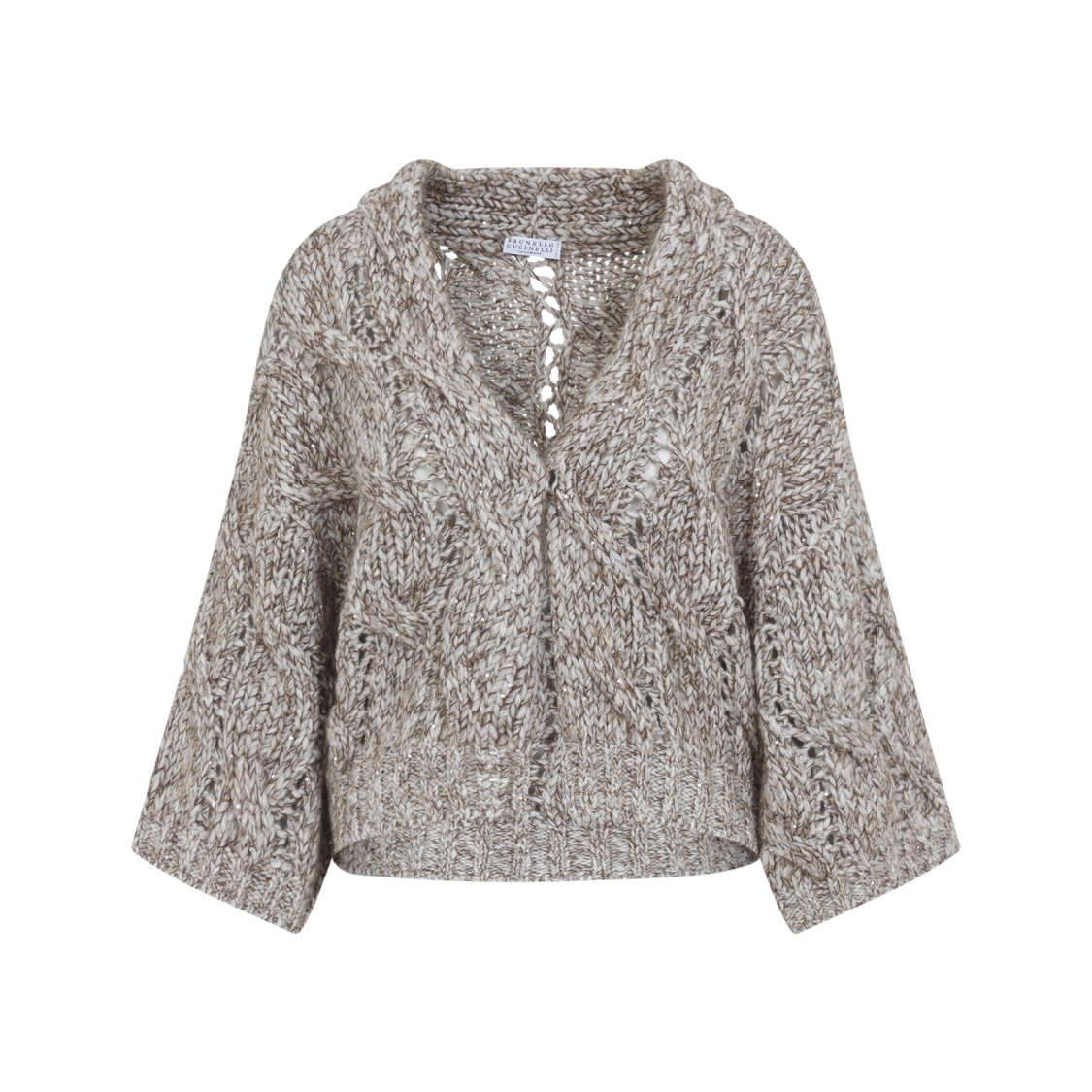 Brunello Cucinelli Knit Sweater With Deep V-neck In Gray