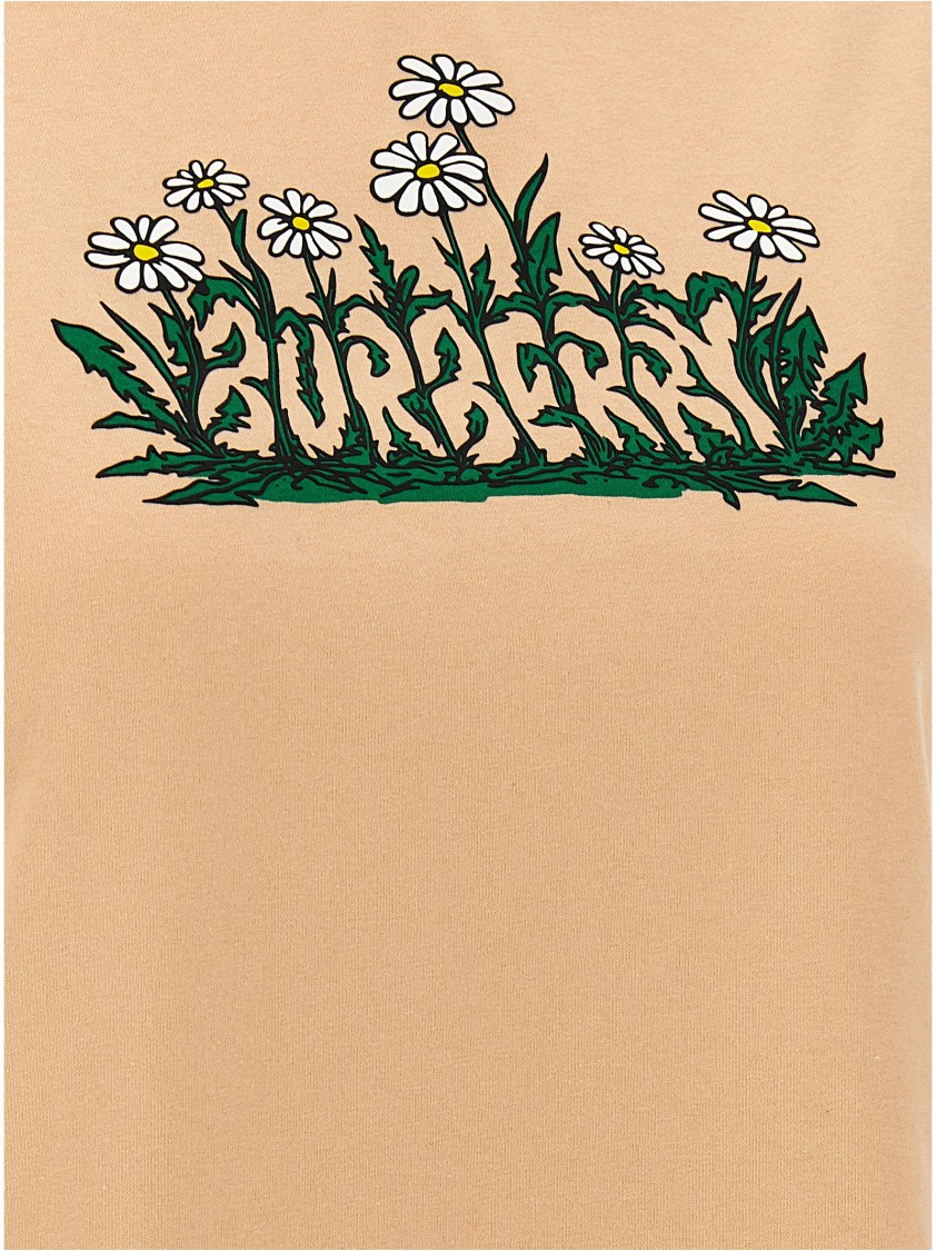 Burberry Vibrant Floral Print Cotton T-shirt In Neutral