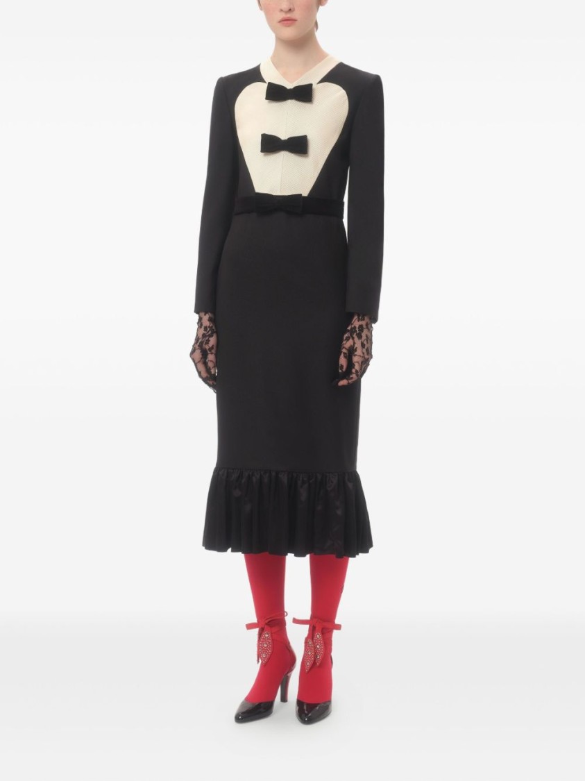 Shop Valentino Bow-adorned Midi Dress