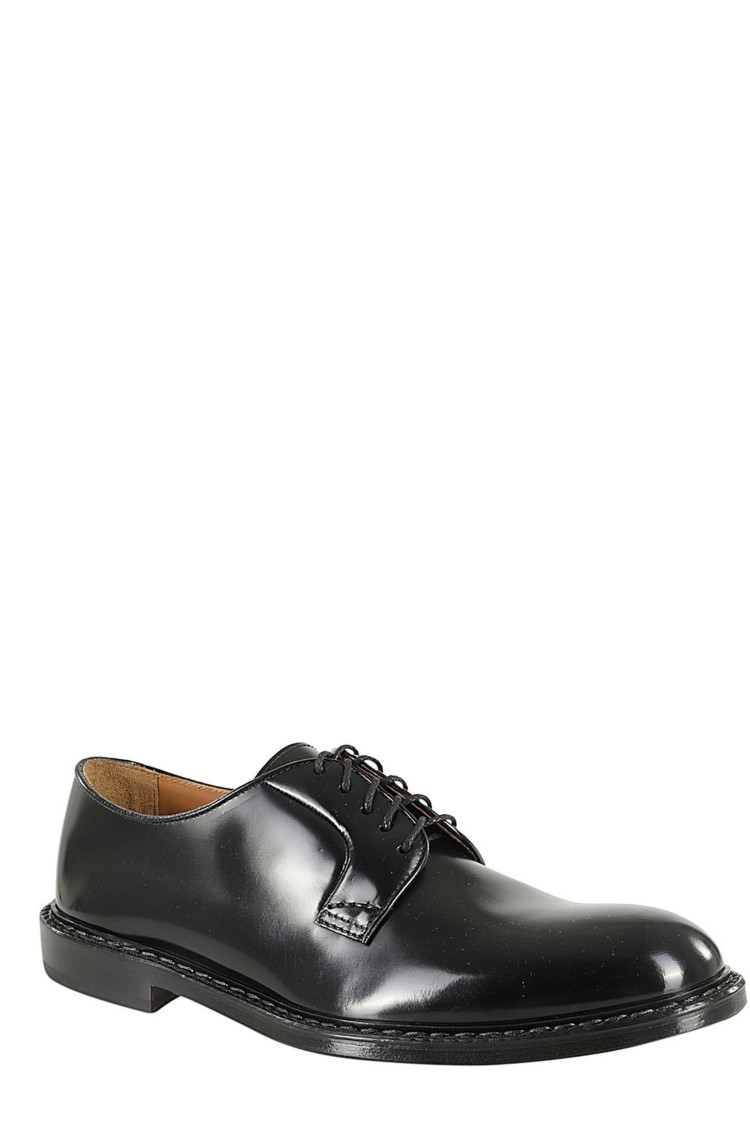 Doucal's Derby Lace-ups In Dark Brown Leather