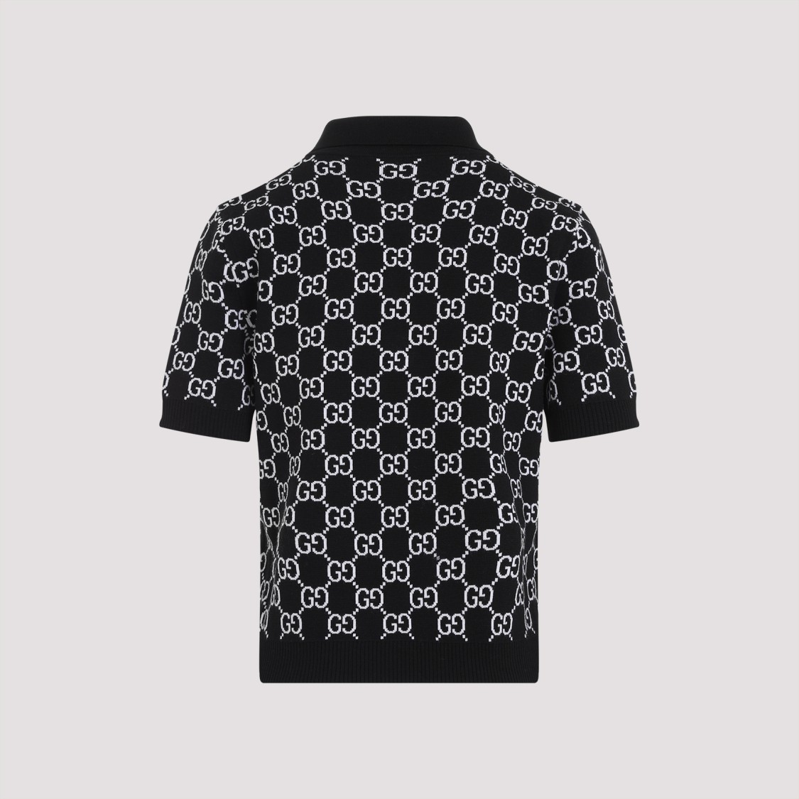 Shop Gucci Gg Knit Black And White Wool Polo