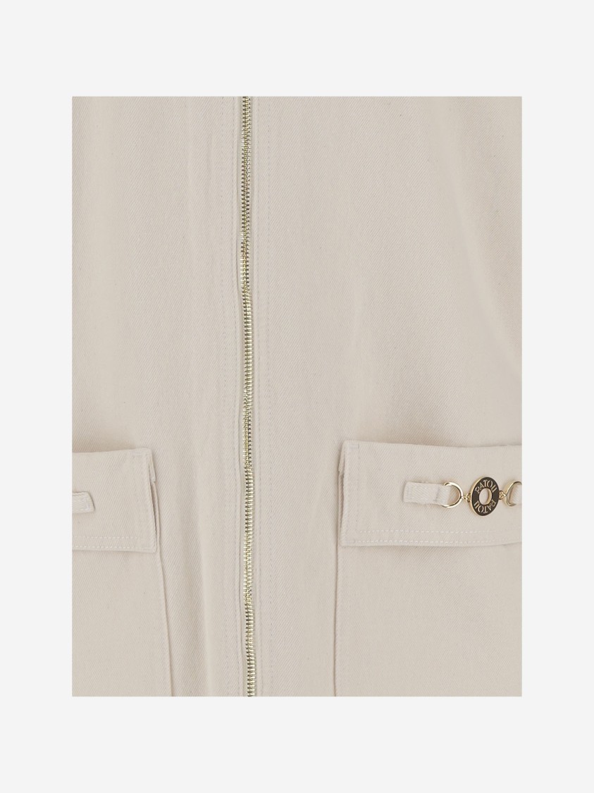 Patou Beige Zipped Denim Mini Dress