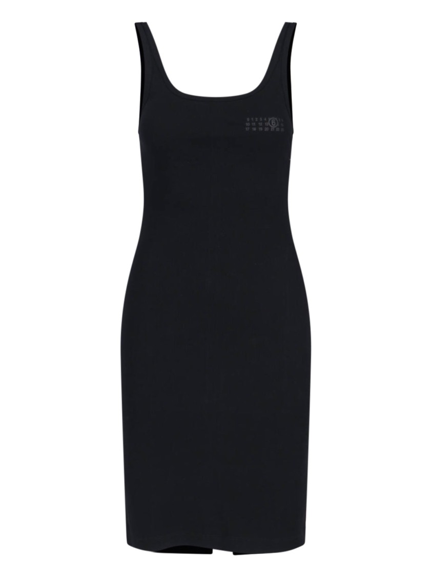 Mm6 Maison Margiela Black Dress With Crossed Straps On The Shoulder In Black