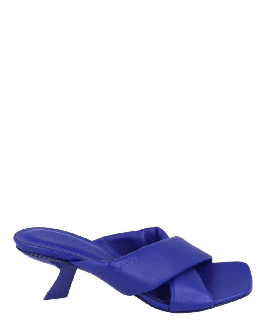Ferragamo Woman Sandals Bright Blue Size 7.5 Lambskin In Blue