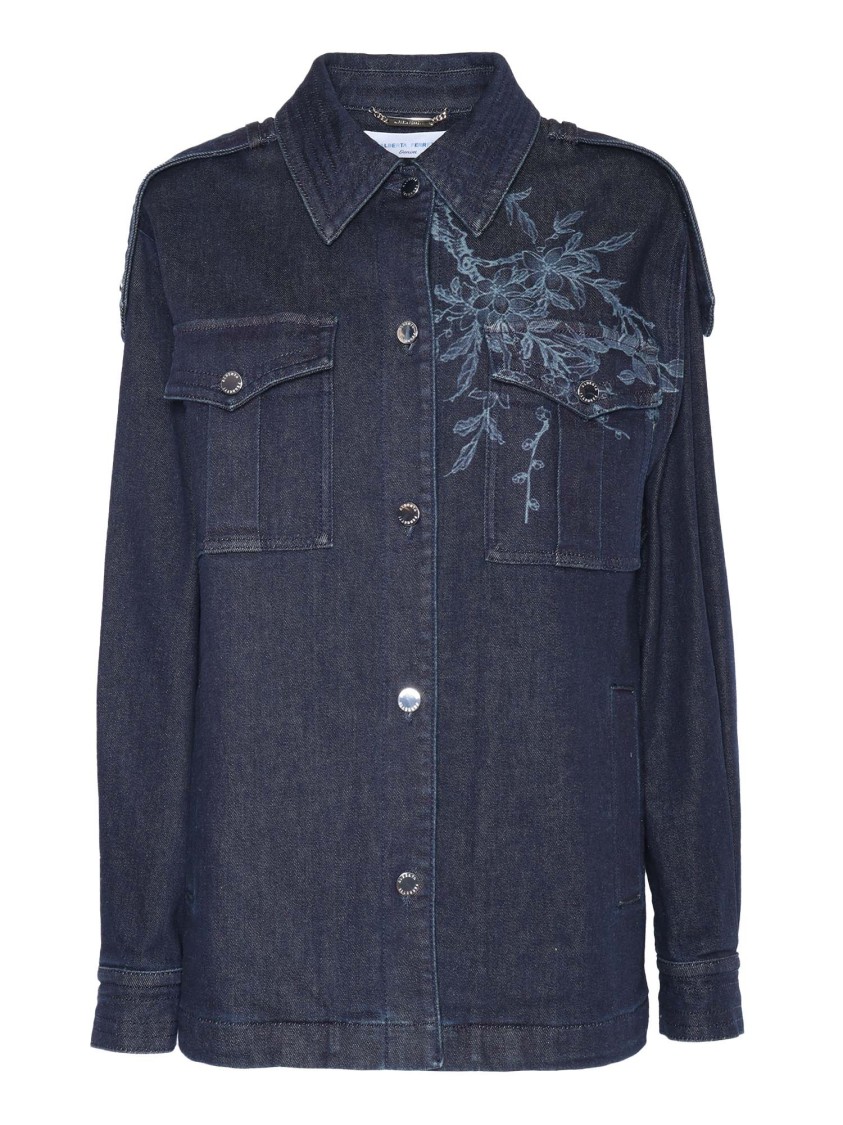 Alberta Ferretti Embroidered Denim Jacket With Relaxed Fit