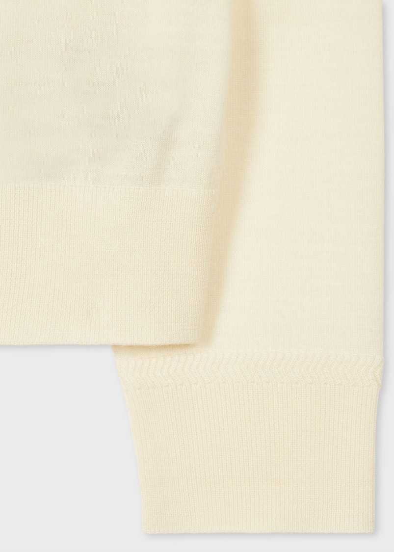 Paul Smith Cream V-neck Cardigan With Signature Stripe Trim