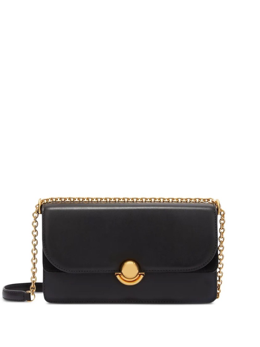 Furla Leather Crossbody Bag Chain Strap Gold-tone Hardware In Black