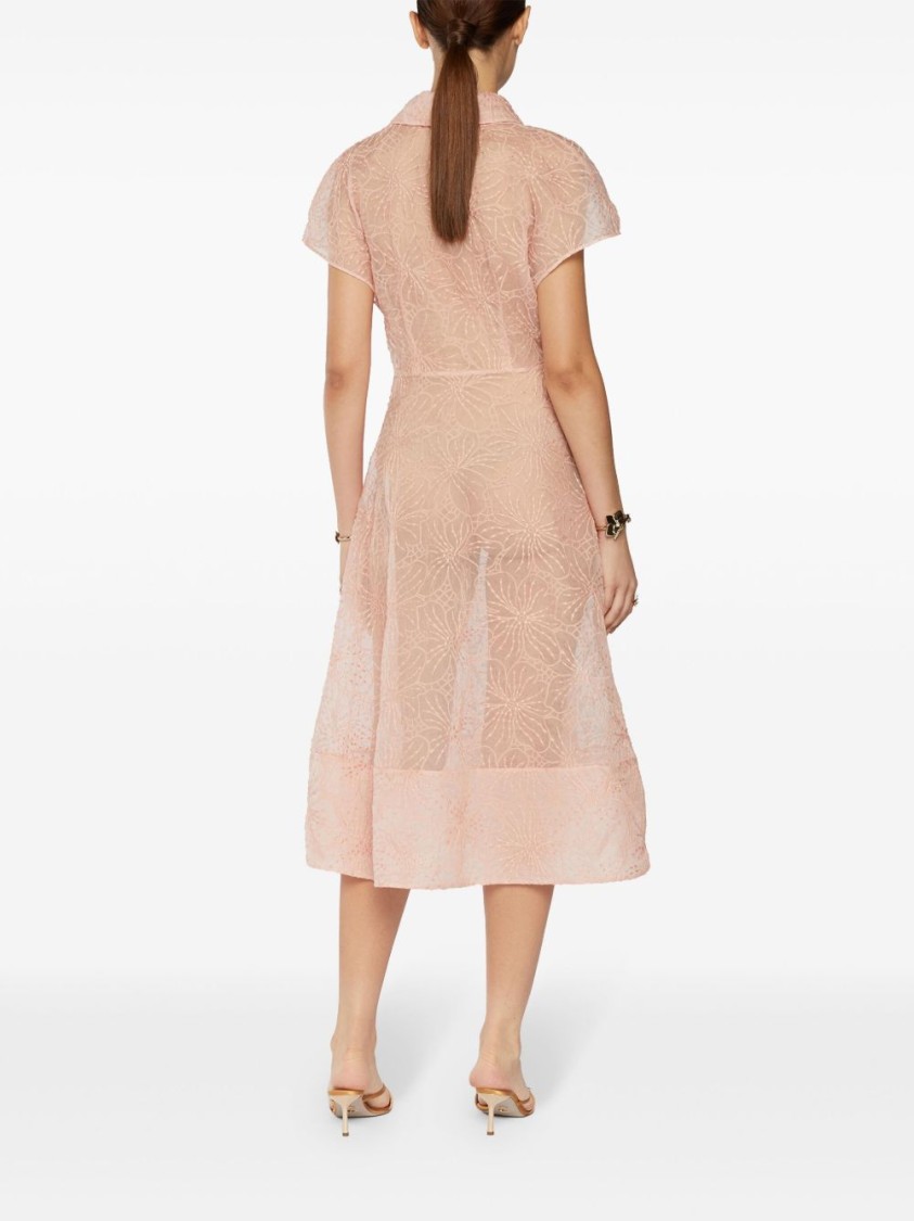Shop Genny Antique Pink Silk Midi Dress