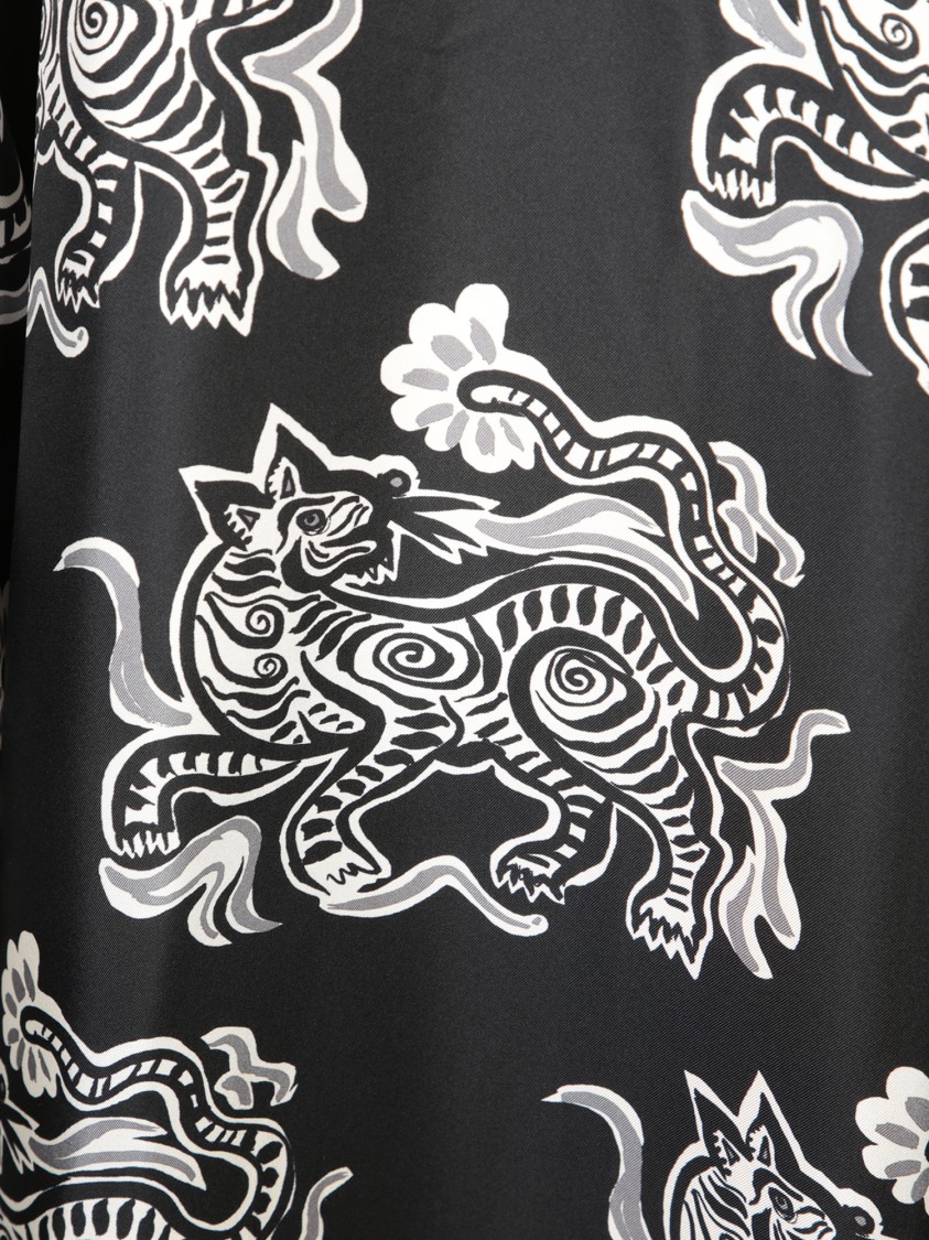 La Doublej La Double J Ankle-length Black Dress With Intricate Patterns