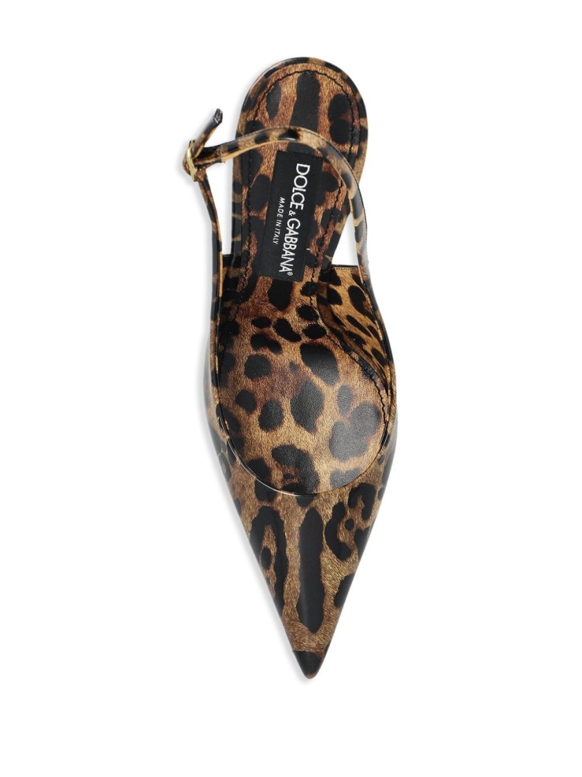 Dolce & Gabbana Brown Slingback Pumps With Dg Logo Detail In Black
