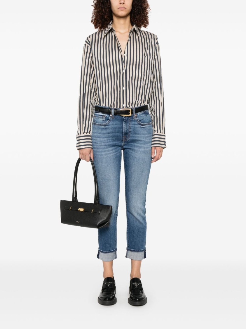 Seven Indigo Blue Jeans With Whiskering Effect And Classic Design