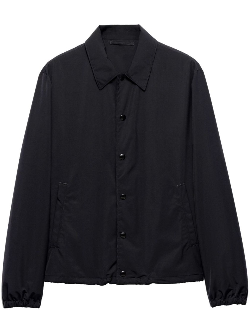 Prada Relaxed-fit Black Coat With Classic Button-up Design In Black