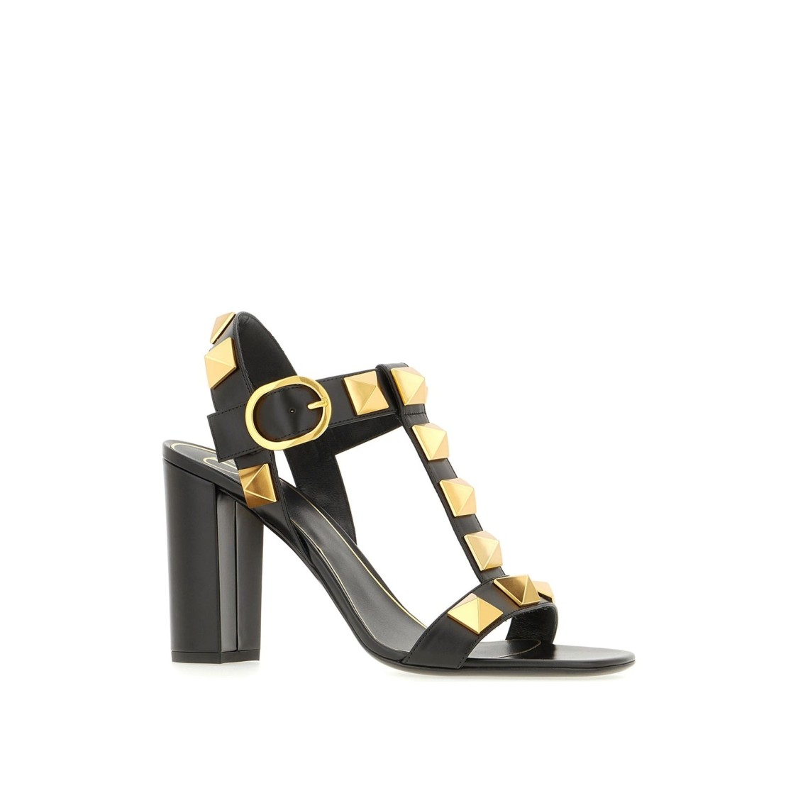 Valentino Garavani Roman Stud Sandals With Decorative Gold-tone Studs In Black