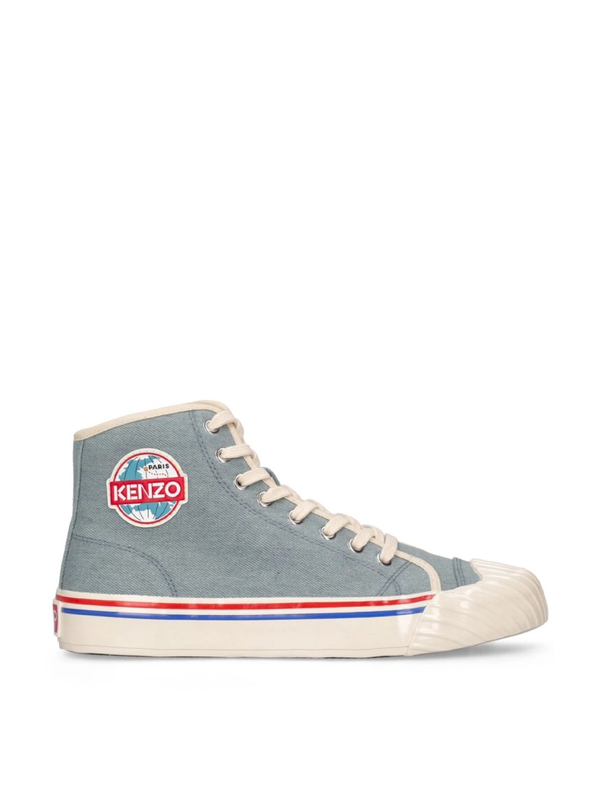 Kenzo School Logo High-top Sneakers In Gray