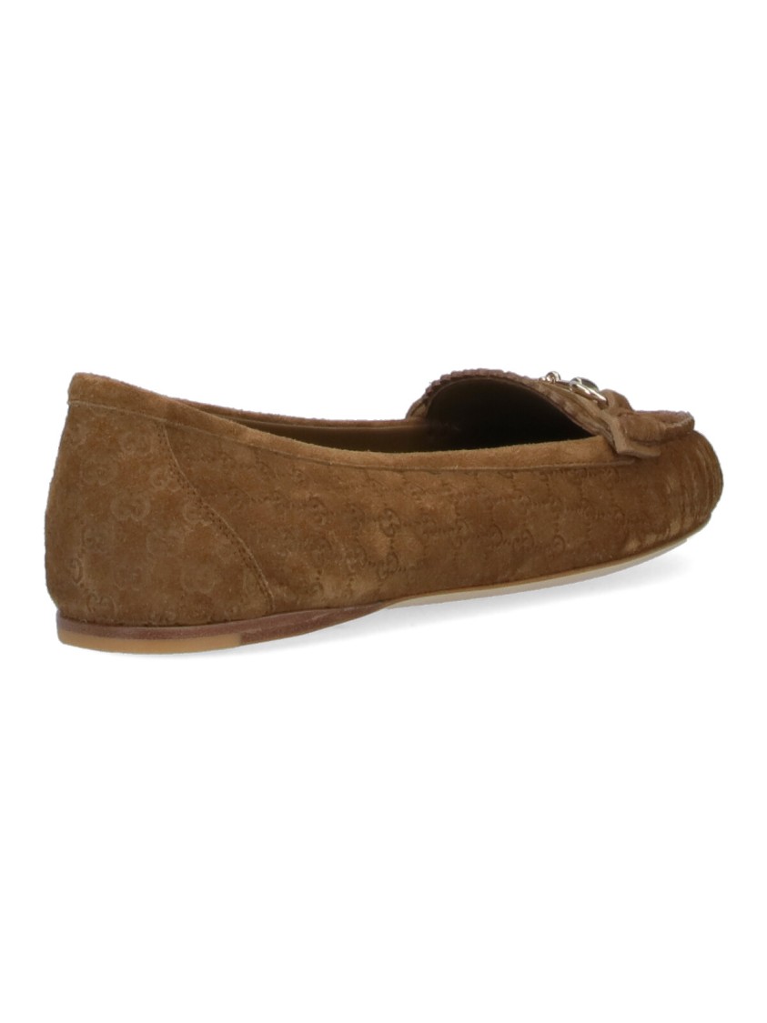 Gucci Women Biscuit Suede Loafers In Brown