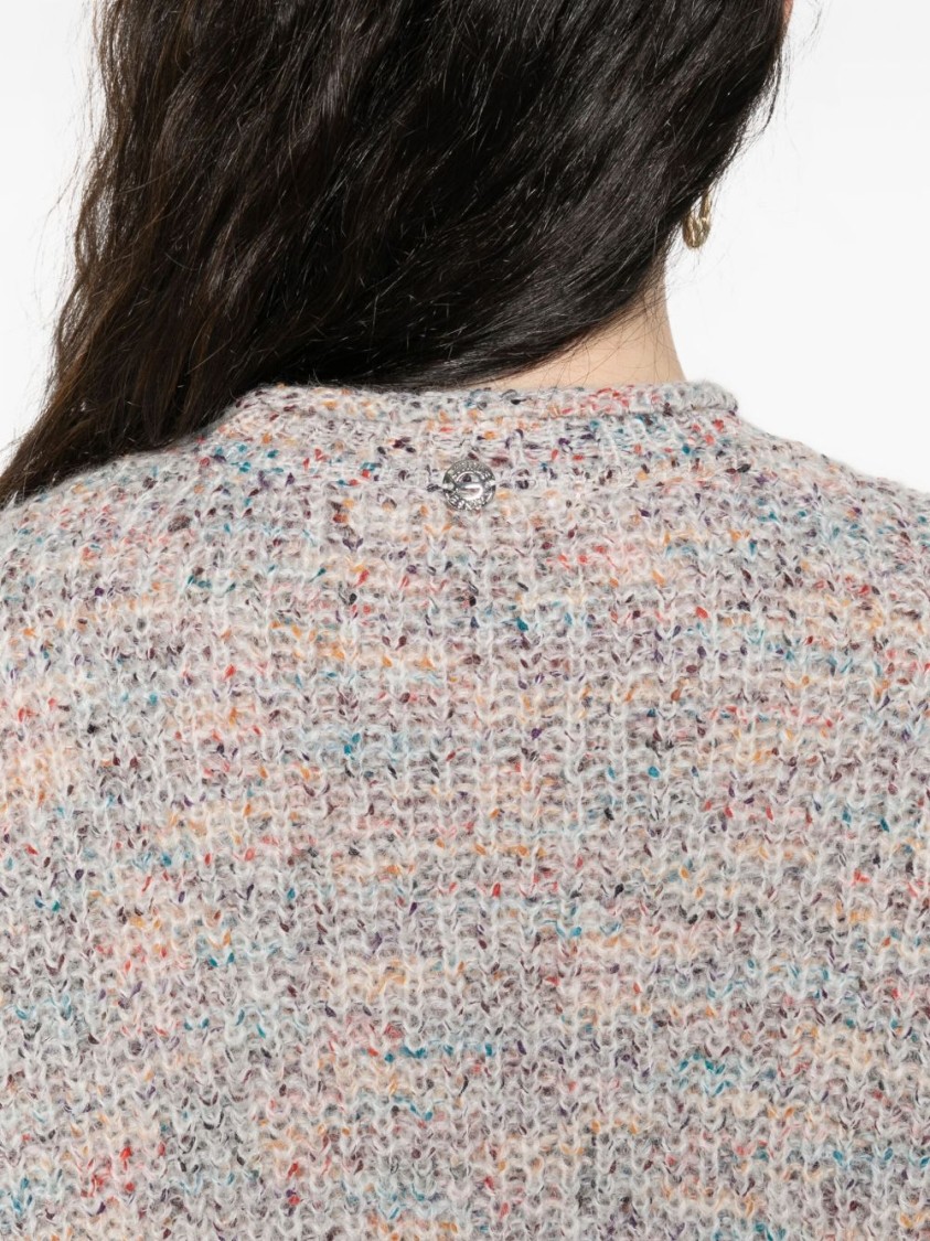 Twinset Twin-set Textured Knit Sweater With Ruffled Edges In Multi