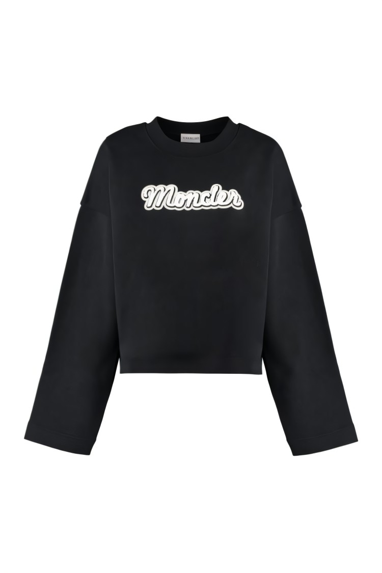 MONCLER MONCLER CROPPED BLACK LONG-SLEEVE TOP