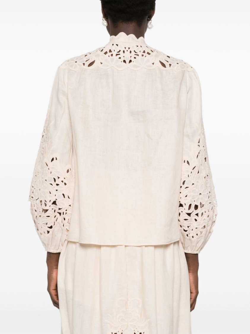 Zimmermann Womens  Wylie Embroidered Linen Blouse In Neutrals