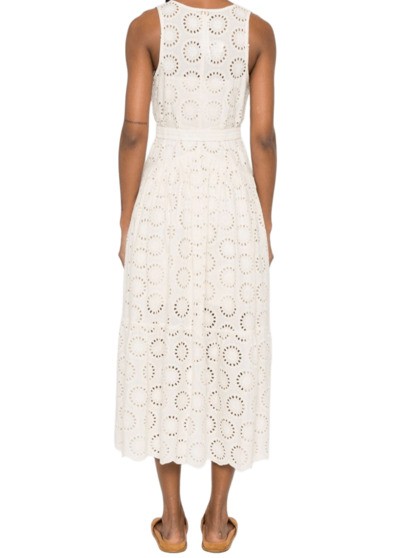 TWINSET TWIN-SET LONG COTTON DRESS WITH SANGALLO EMBROIDERY