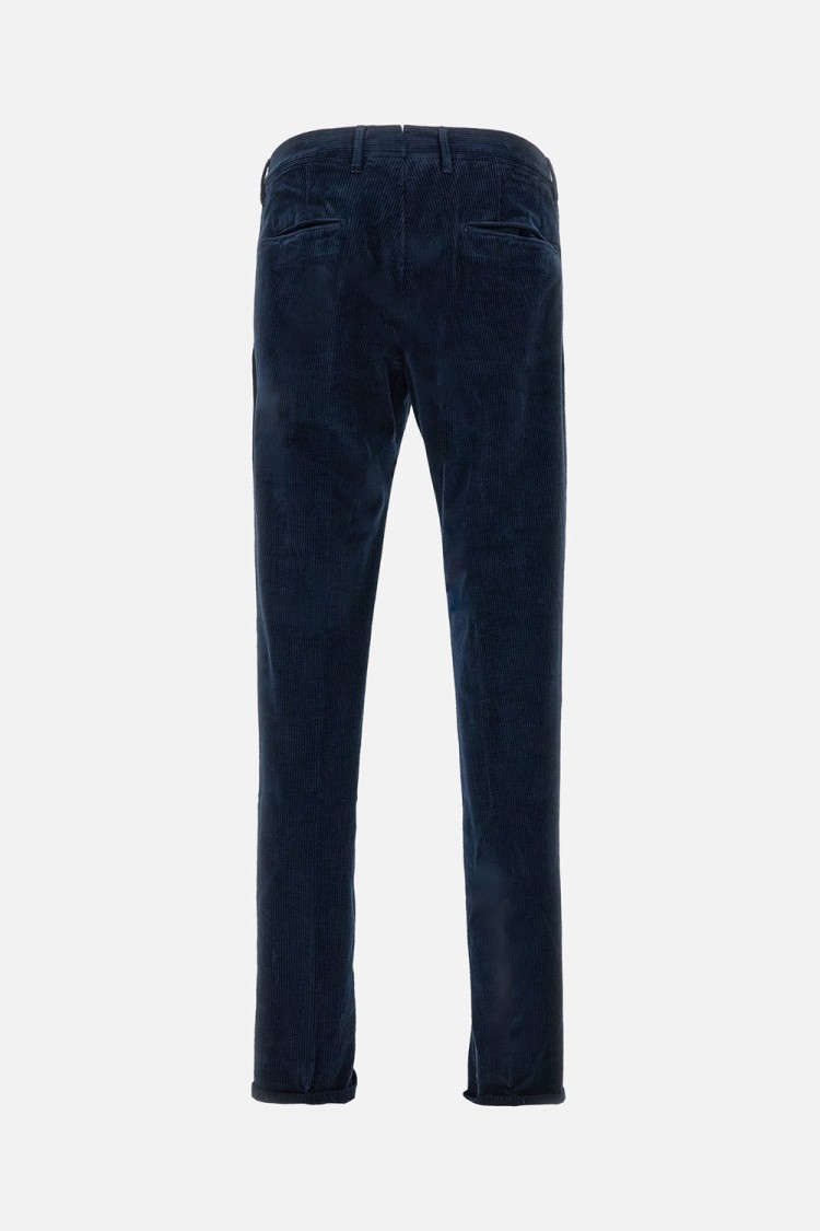 Incotex Tailored Fit Corduroy Trousers With Zip In Blue