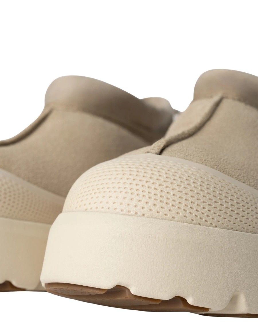 Ugg Slip-on Tasman Weather Hybrid In Pelle Scamosciata E Gomma Sabbia Uomo In Neutrals
