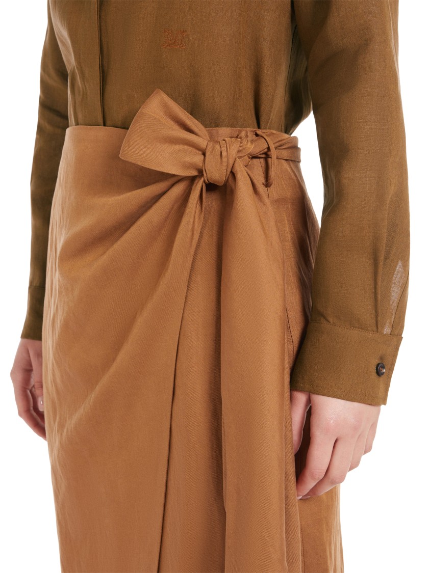 スカート Max Mara Brown skirt in linen and silk twill Max Mara Brown Skirt In Linen And Silk Twill Women | ModeSens