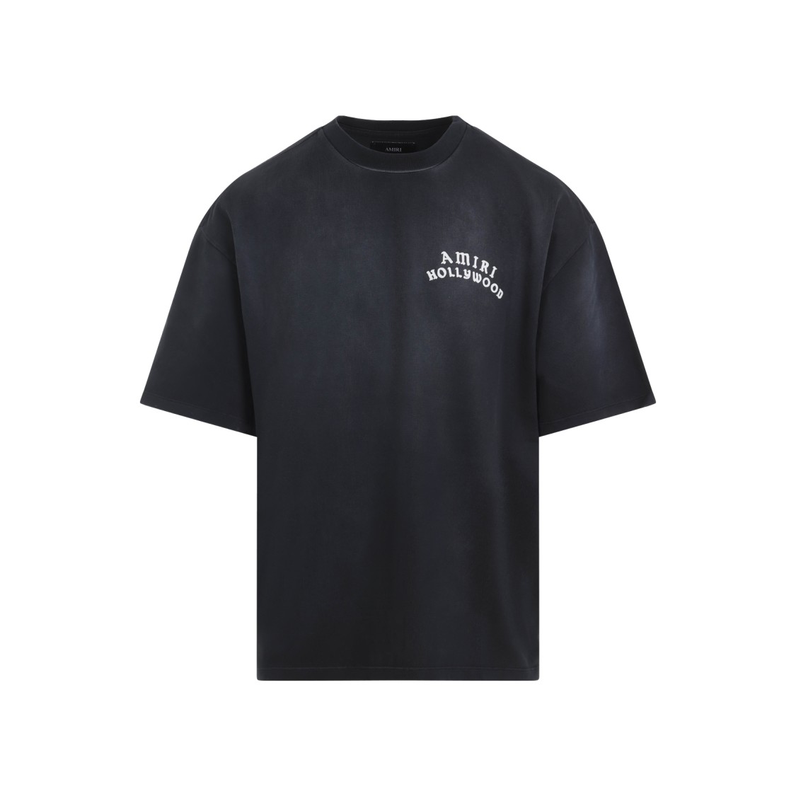 Amiri Black Crewneck T-shirt With Logo Lettering On Front And Rear