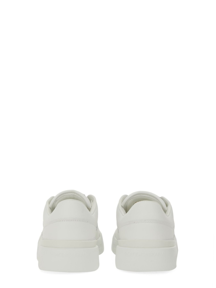 Dolce & Gabbana Leather Sneakers With Lateral Logo Patch In White