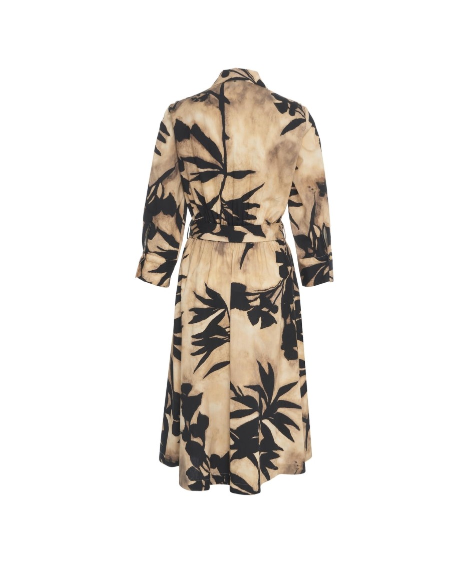 Shop Kaos Maxi Dress With Floral Pattern In Neutrals