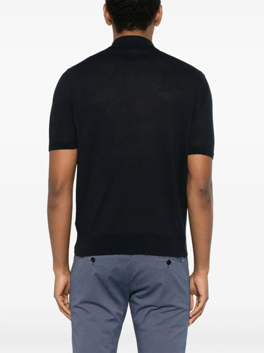 Drumohr Short Sleeve Polo With Classic Collar In Blue